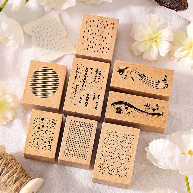 8 Pcs Galaxy Theme Wooden Stamp Kit XYLN