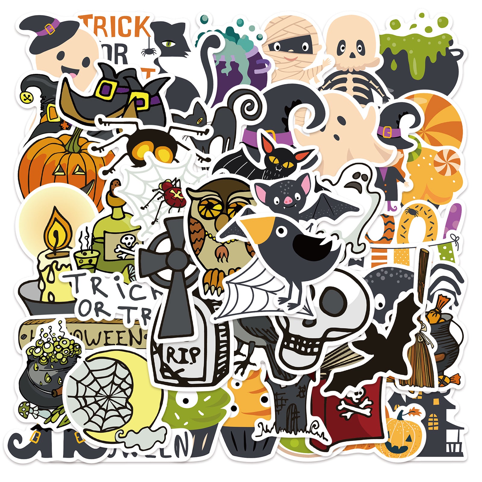 50 Pcs Vinyl Halloween Pumpkin Stickers WSJ413