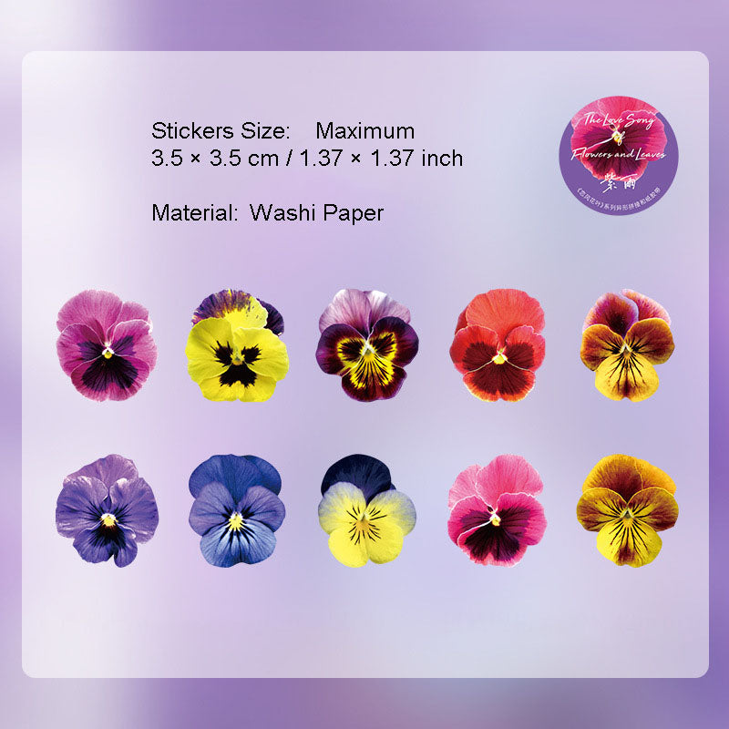 50 Pcs Petal Leaf Washi Stickers XXDLY