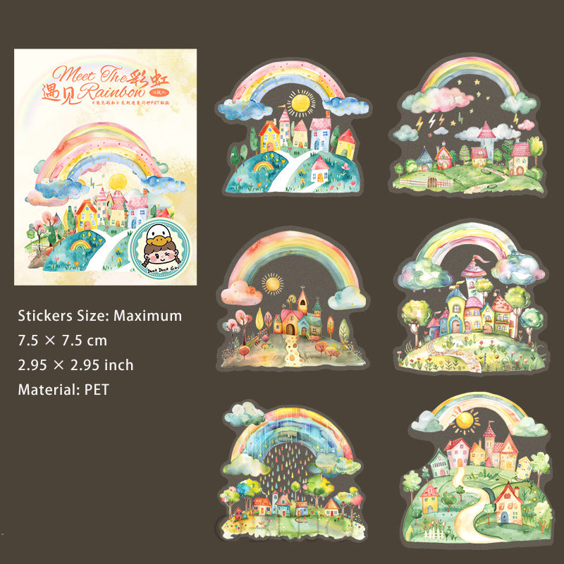 12 Pcs Rainbow Themed PET Stickers YJCH