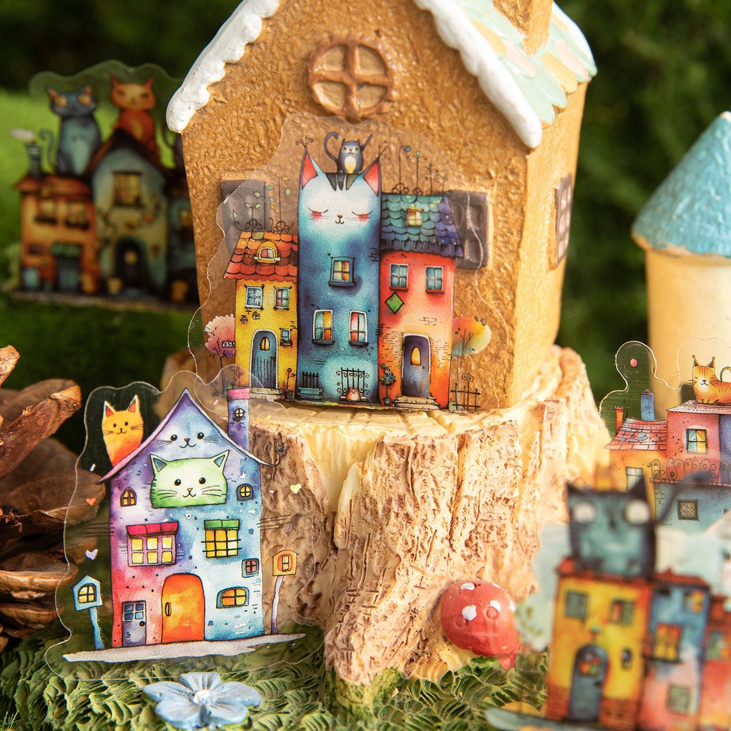 46 Pcs Tiny House PET Stickers XFZXL