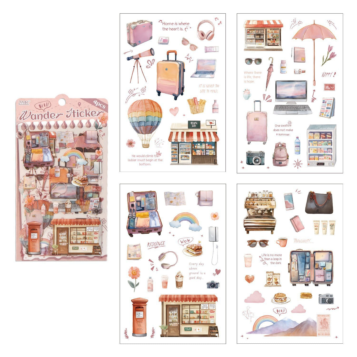 4 Pcs Everyday Journal PET Stickers - Time Machine