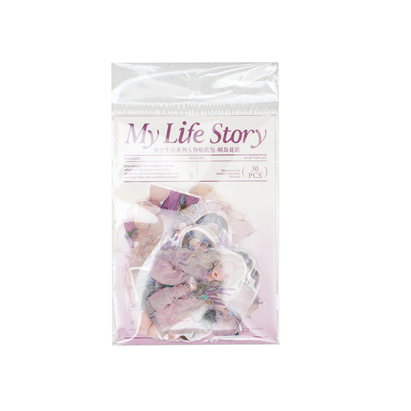 30 Pcs Fashion Girl PET Stickers MXSH