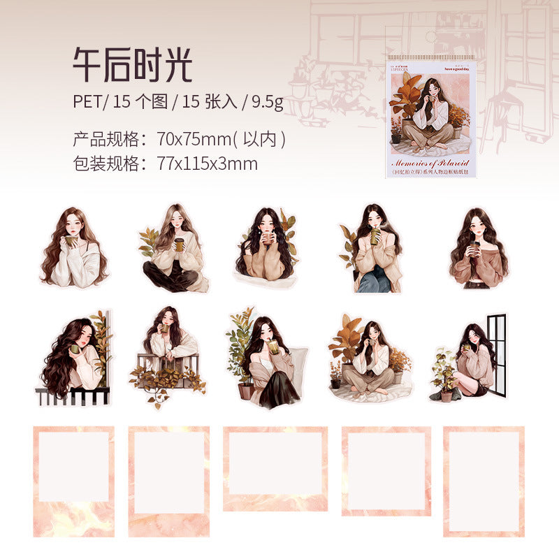 15 Pcs Photo Girl PET Stickers HYPLD