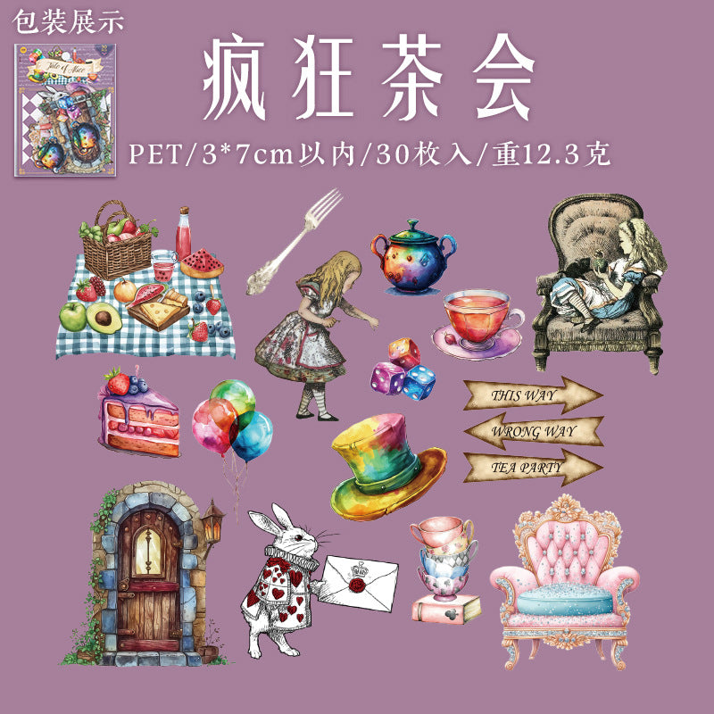 30 Pcs Alice Fairy PET Stickers ALSGS