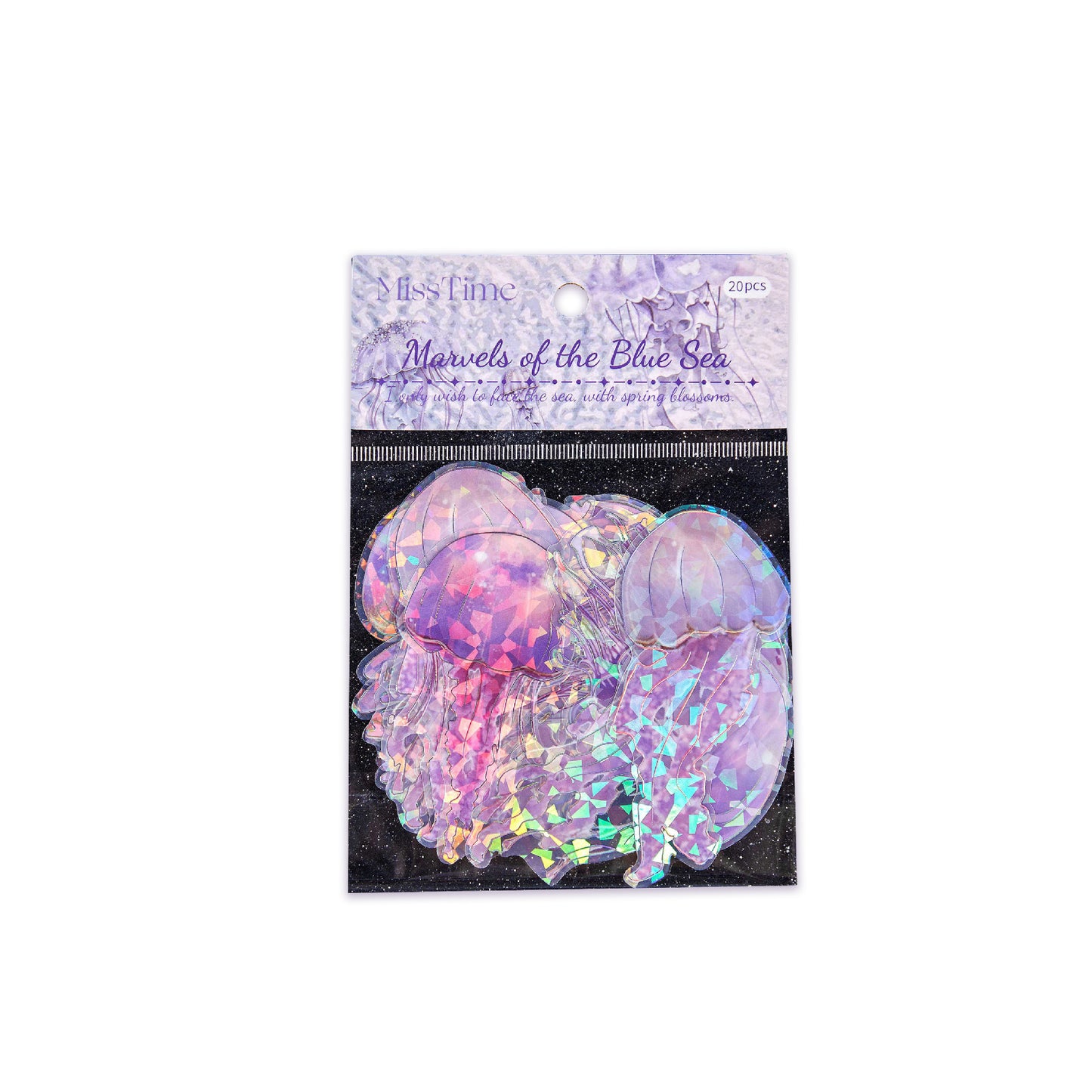 20 Pcs Glitter Jellyfish PET Stickers RHBK