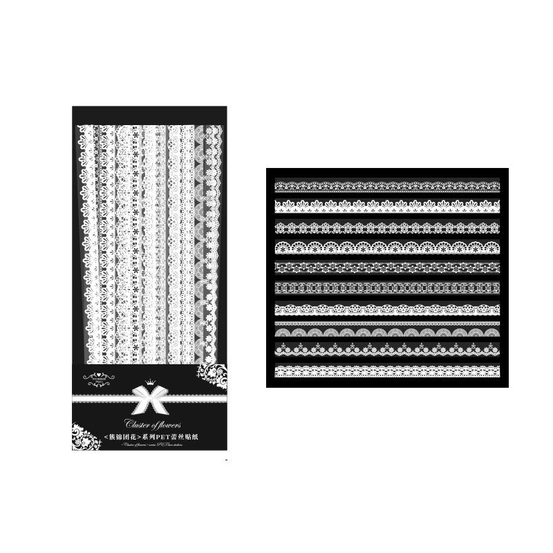 40 Pcs Vintage White Lace Border Stickers