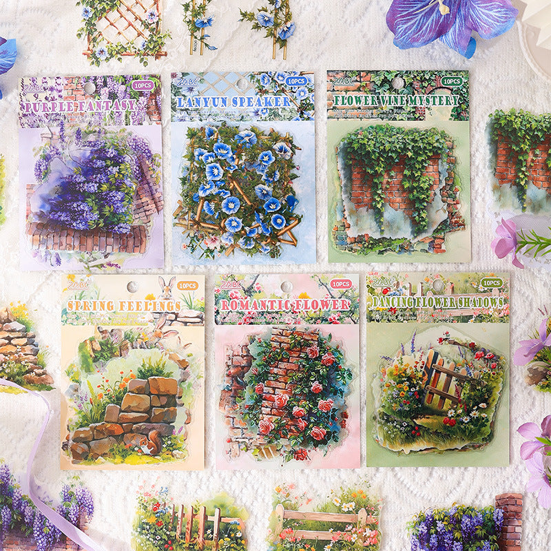 10 Pcs Garden Vine PET Stickers MMHY