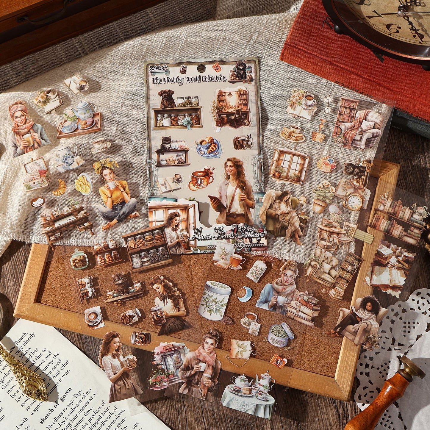 6 Sheets Vintage PET Stickers FSJC