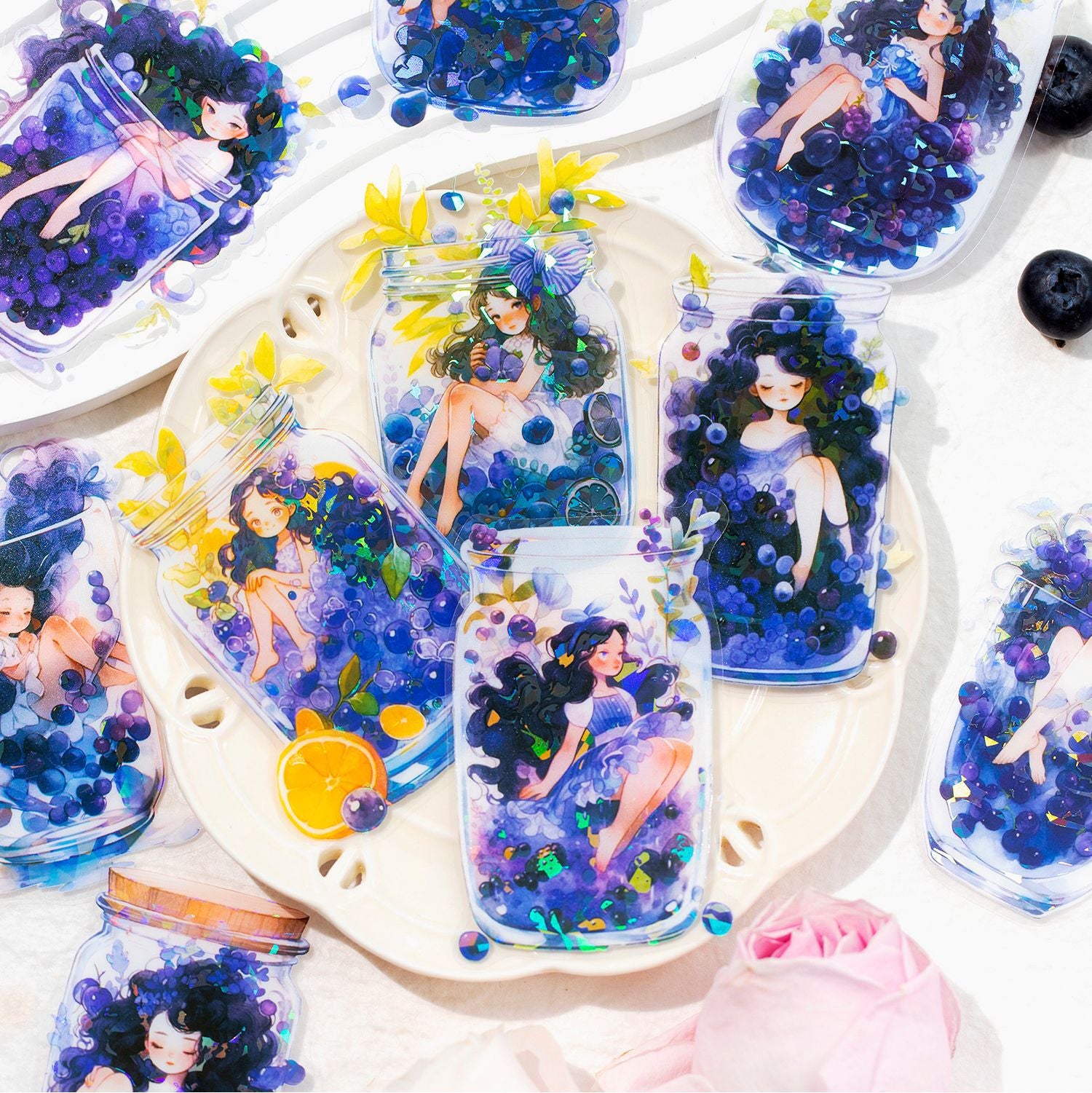 10 Pcs Girl in Bottle PET Stickers TWJX