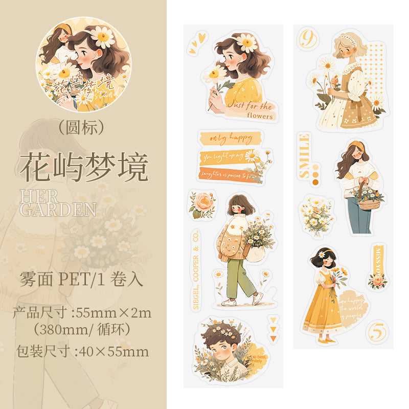 1-Roll-Girl-and-Flower-Die-Cut-PET-Tape-TDHY