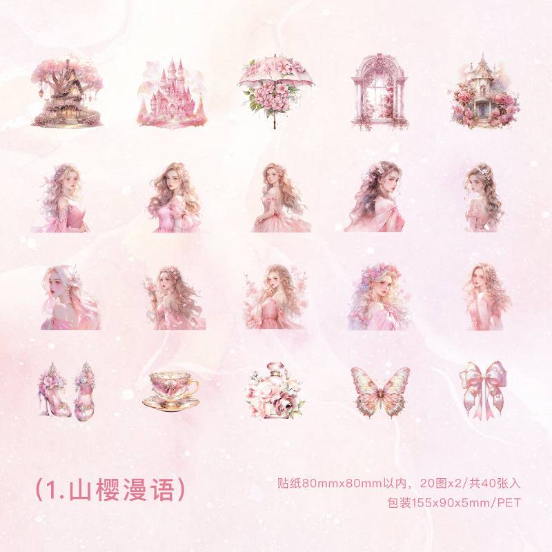 40 Pcs Fairy Tale PET Stickers JLMJ
