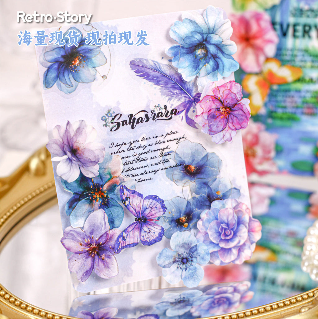 20 Pcs Watercolor Flower PET Stickers LLBXL
