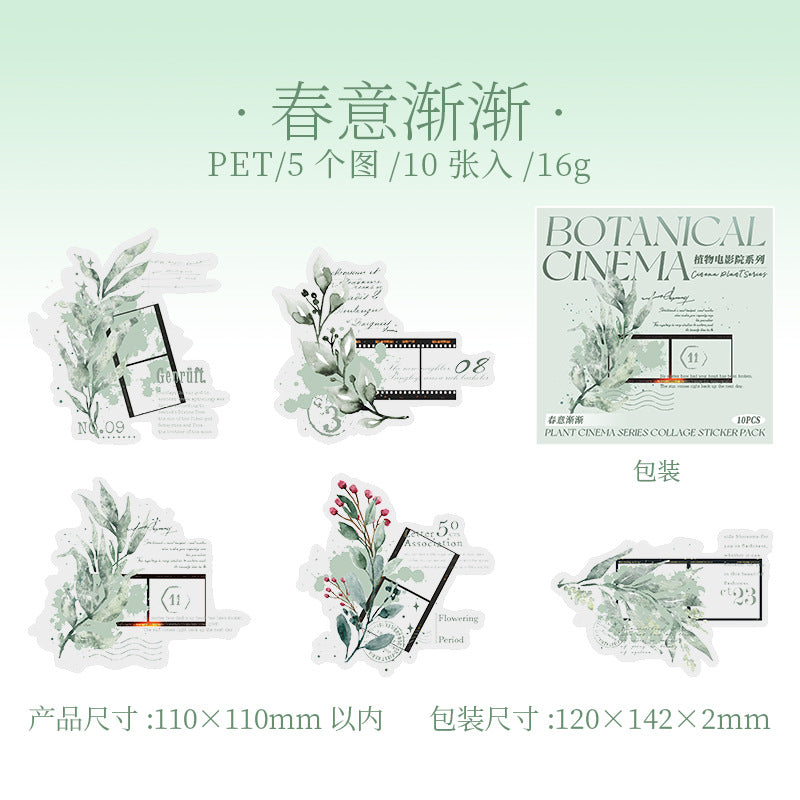 10 Pcs Flower Film PET Stickers ZWDYY