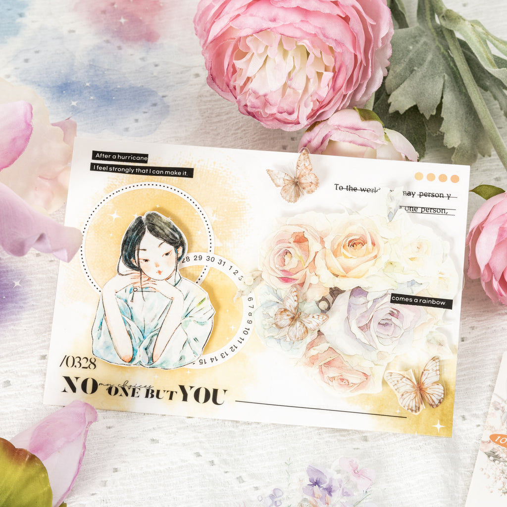 10 Pcs Watercolor and Bouquet PET Stickers XGHS