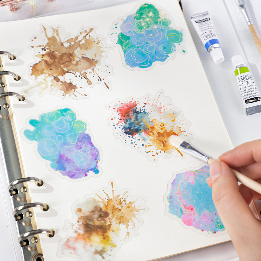 15 Pcs Watercolor Blooming PET Stickers LJXL