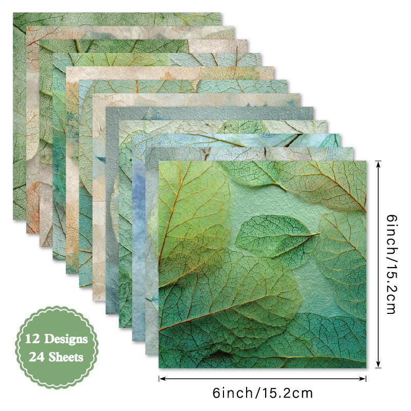 6 inch Green Leaf Texture Scrapbook Paper Pad SKP577