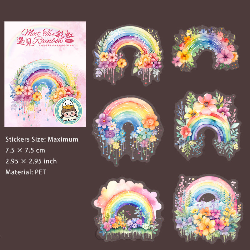 12 Pcs Rainbow Themed PET Stickers YJCH