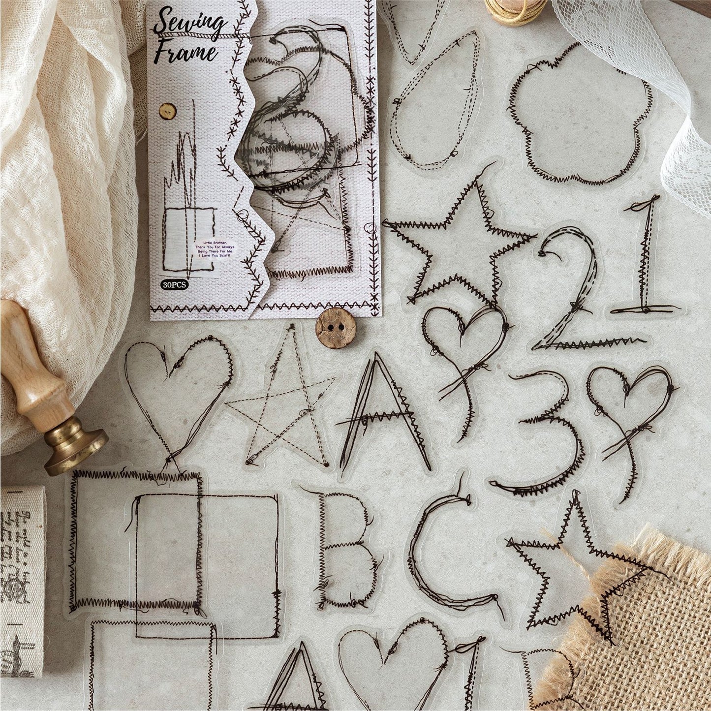 30 Pcs Sewing Themed PET Stickers FRGZS