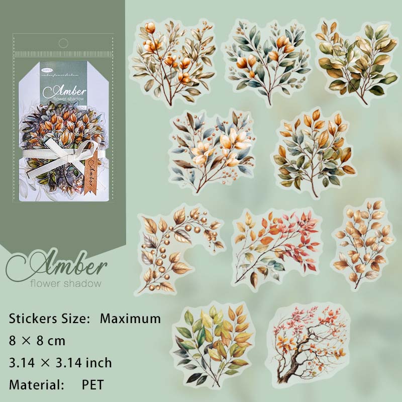 20 Pcs Flower Branches PET Stickers HPHY