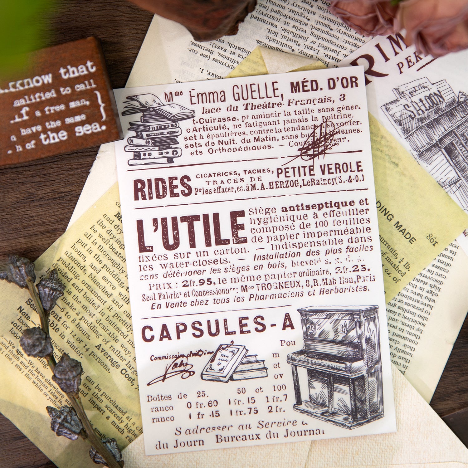 2 Sheets Vintage Handwriting Letter Transfer Stickers SGYJ