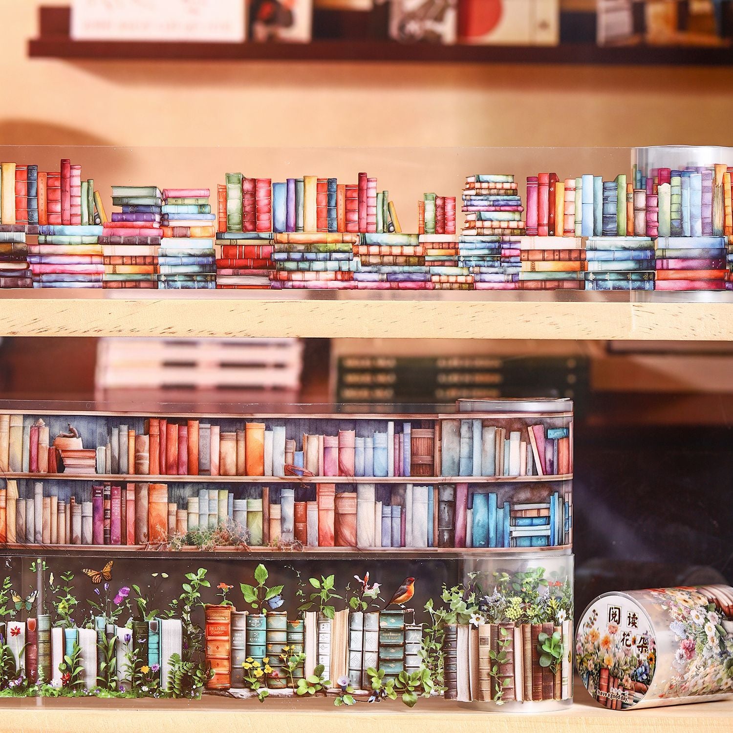 1 Roll Bookshelf Reading Theme PET Tape SHAY