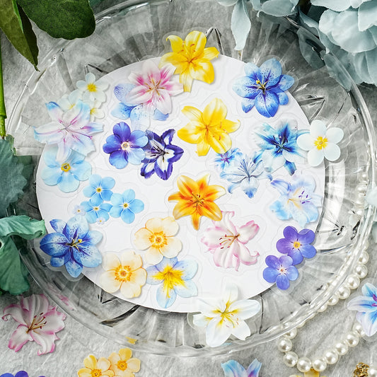 50 Pcs Flower Buttefly PET Stickers HSZDS