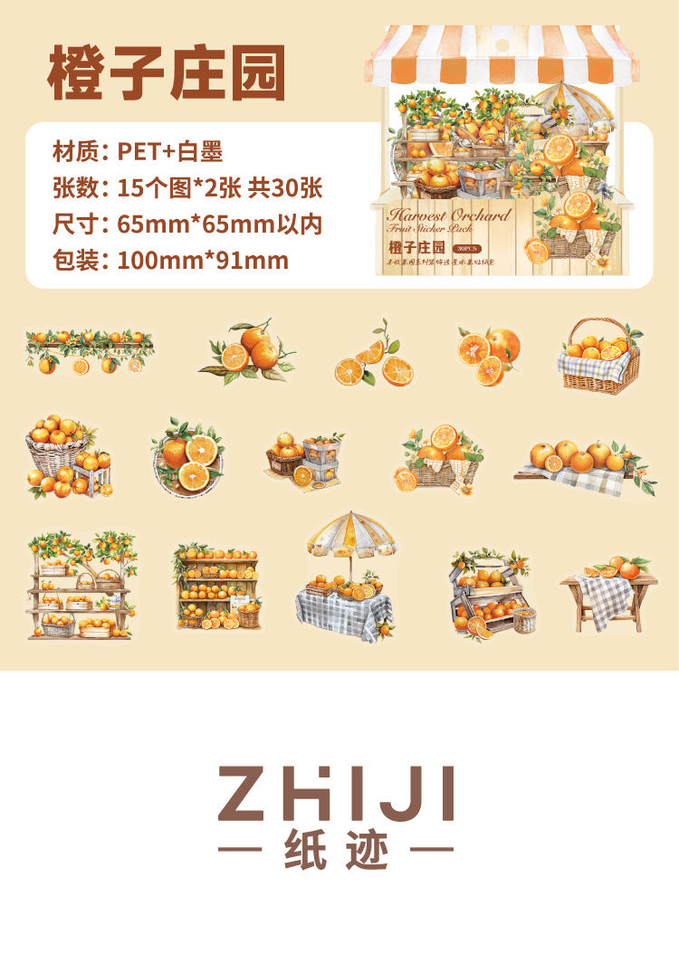 30 Pcs Fruit Shop PET Stickers FSGY