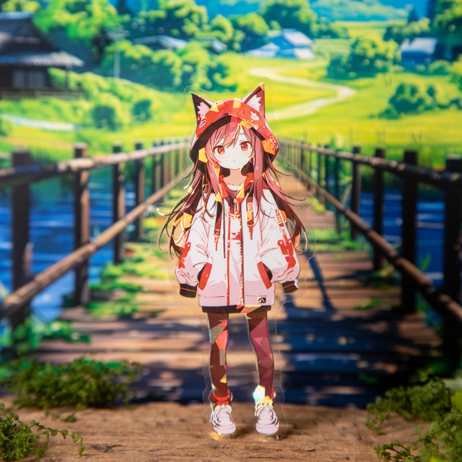 10 Pcs Cartoon Cat-eared Girl PET Stickers MESN