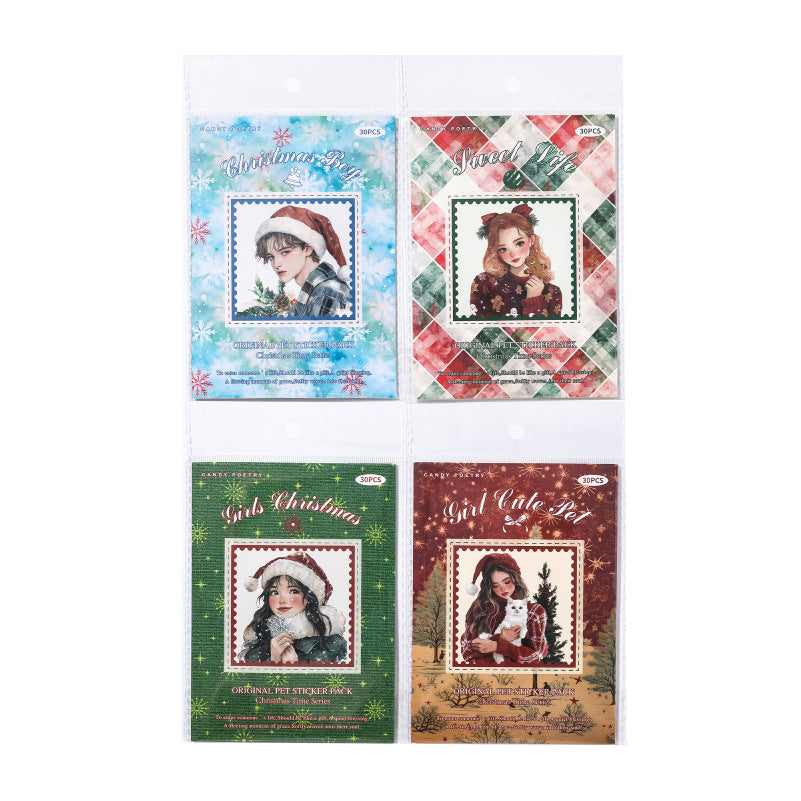 20 Pcs Christmas Girl PET Stickers SDSD