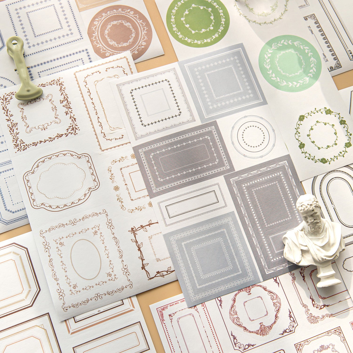 3 Sheets Pre-cut Geometry Frame Stickers SJHX