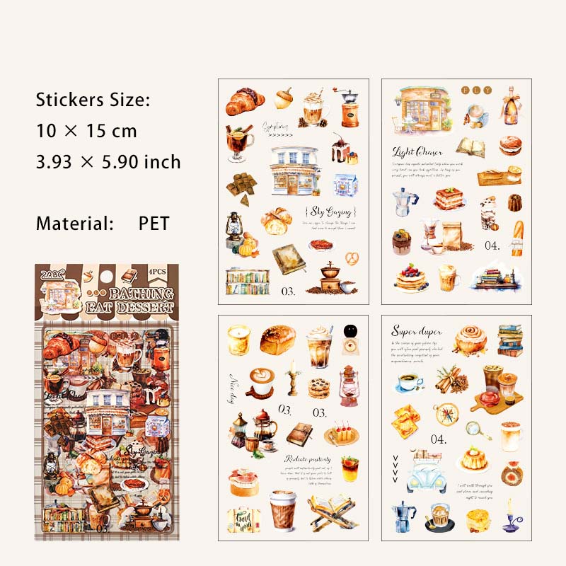 4 Sheet Rest Time Theme PET Stickers YMCX