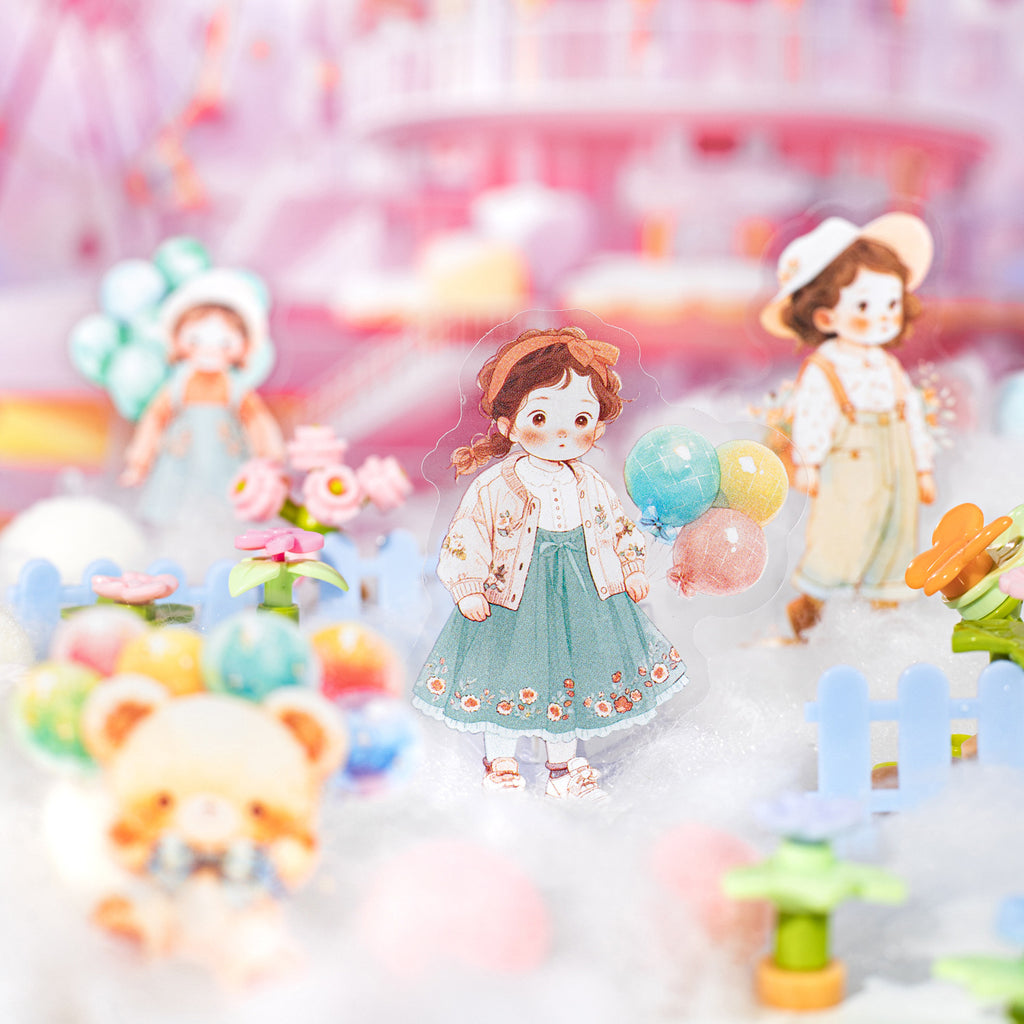 15 Pcs Cute Little Girl PET Stickers XXSJ