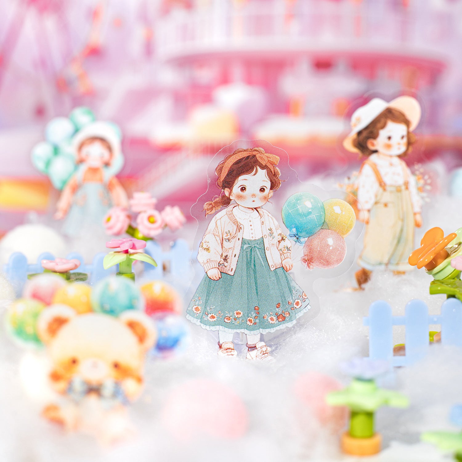 15 Pcs Cute Little Girl PET Stickers XXSJ