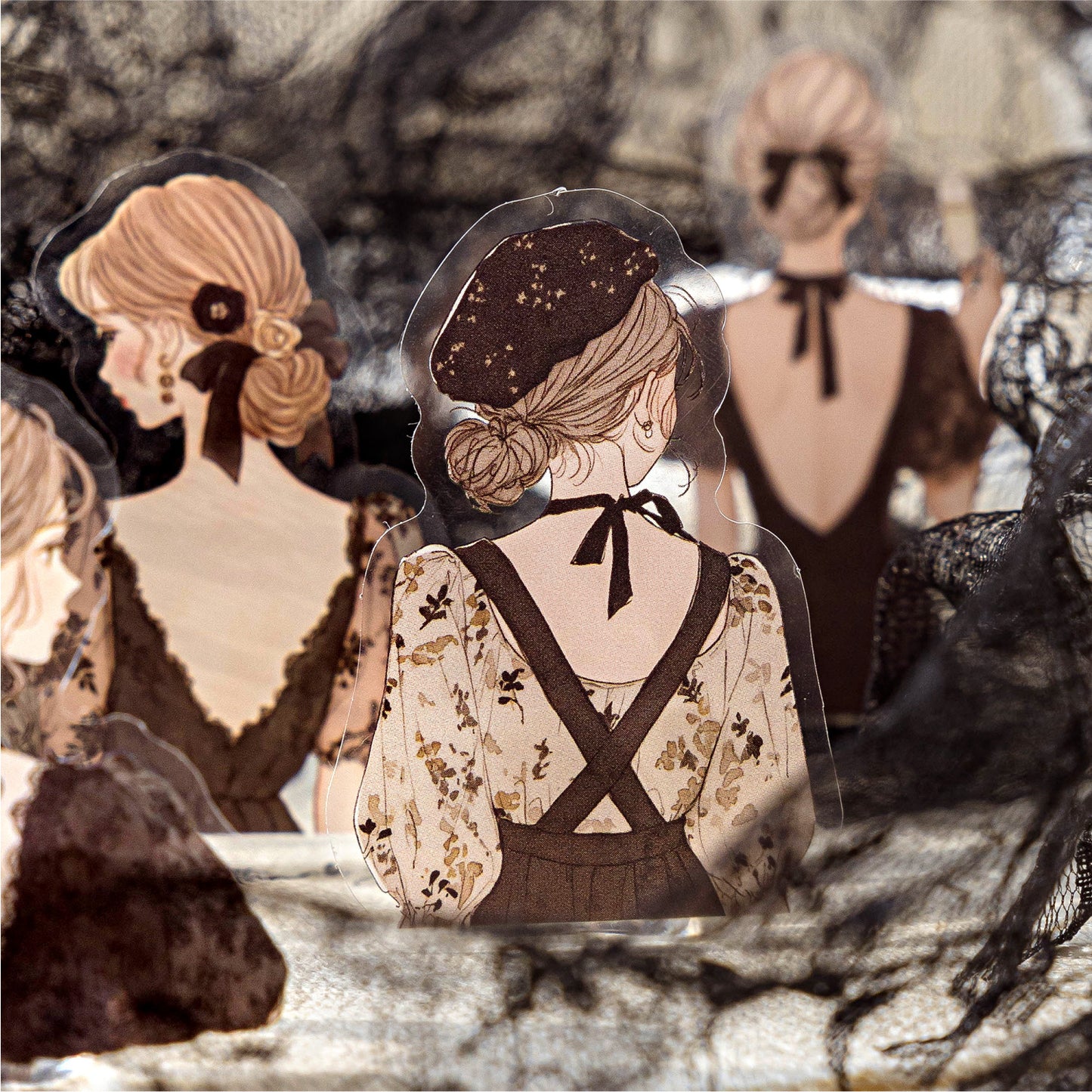 30Pcs Girl Turning Moment PET Stickers ZSSK