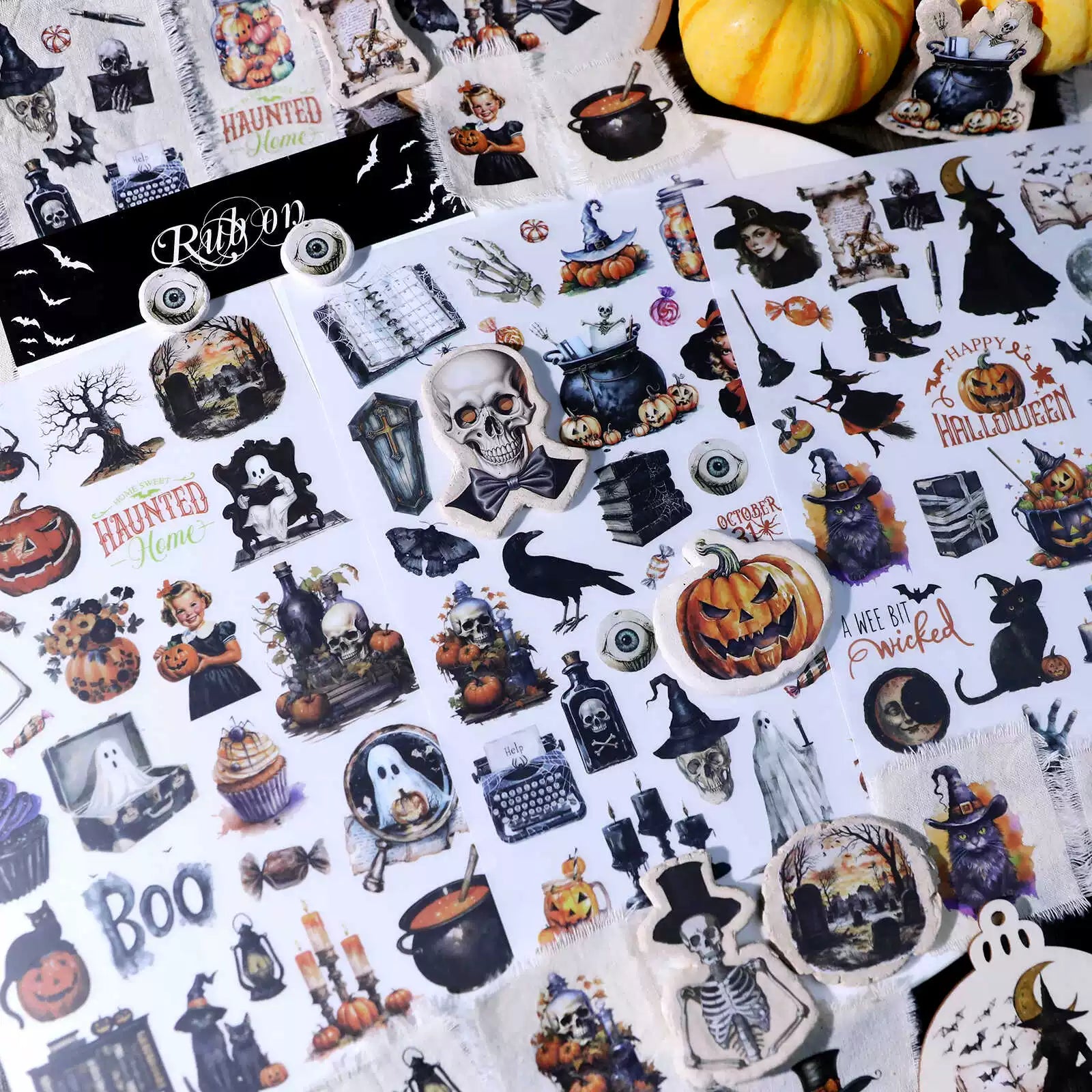 3 Sheets Rub on Stickers - Halloween