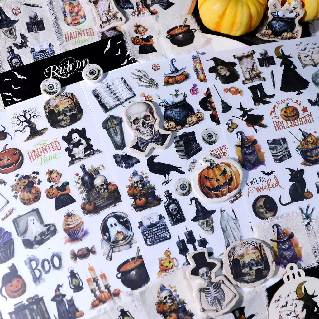 3 Sheets Rub on Stickers - Halloween