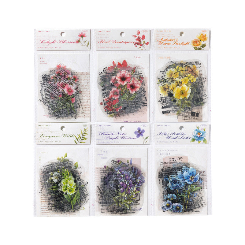 10 Pcs Flower Words PET Stickers WHTSJ
