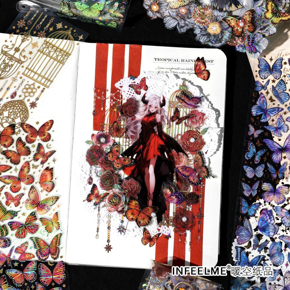 3 Pcs Holographic PET Butterfly Stickers YQLYY