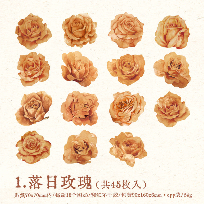 45 Pcs Vintage Plant Stickers LRSL