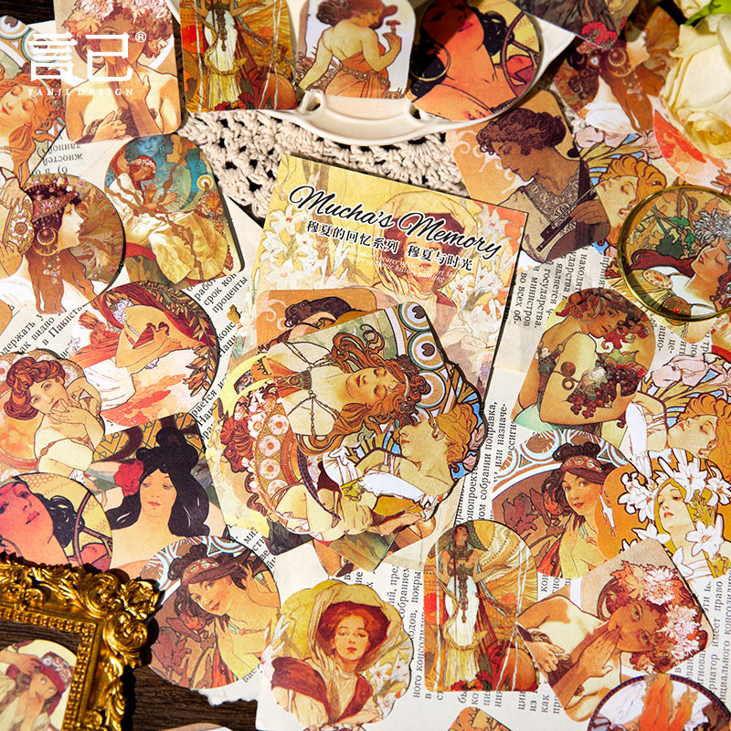 40 Pcs Mucha Themed Stickers MXHY