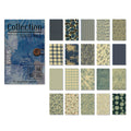 60 Pcs Indigo Botanical Linen Textured Paper