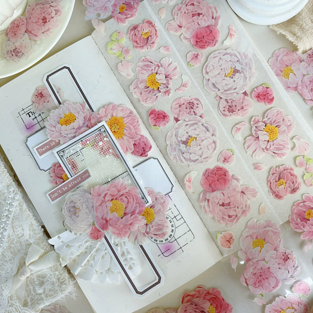 Floral Decorative Tape Rolls- Peony Blush
