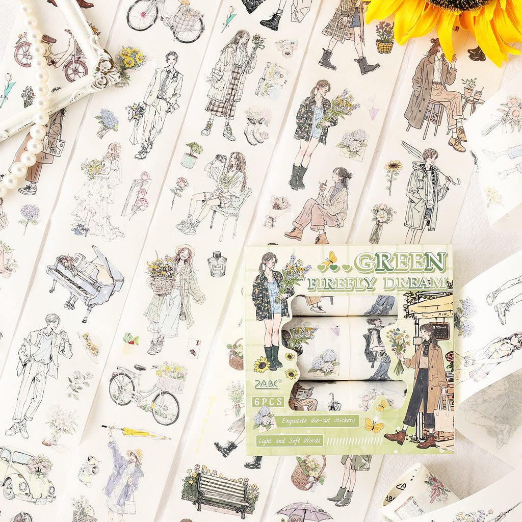 6 Rolls Girl Dialy Washi Stickers Tapes Set JGRY