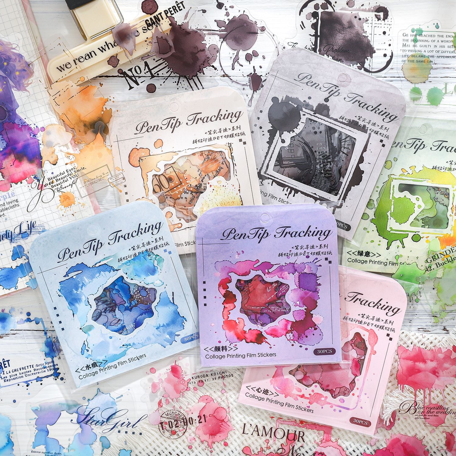 30 Pcs Paint Splash PET Stickers BJXJ