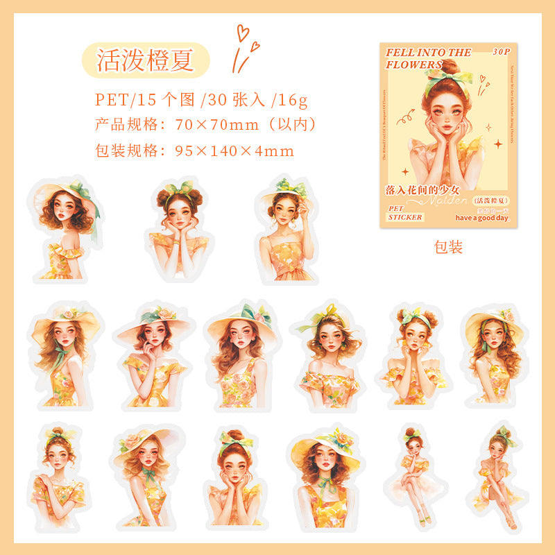 30 Pcs Summer Girl PET Stickers LRHJSN