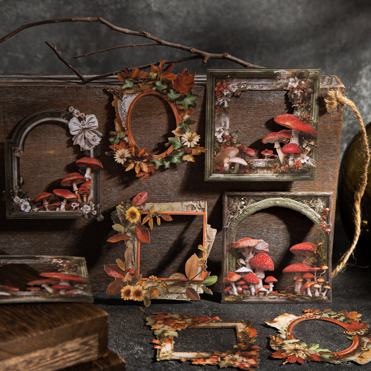 10 Pcs Botanical Frame Cardstock Stickers ZCBBK