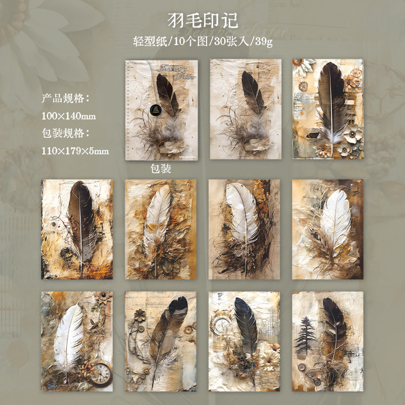 30 Pcs Feather Scrapbook Paper YMDX