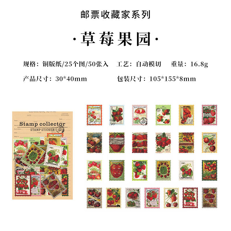 50 Pcs Post Stamp Stickers YPSCJ