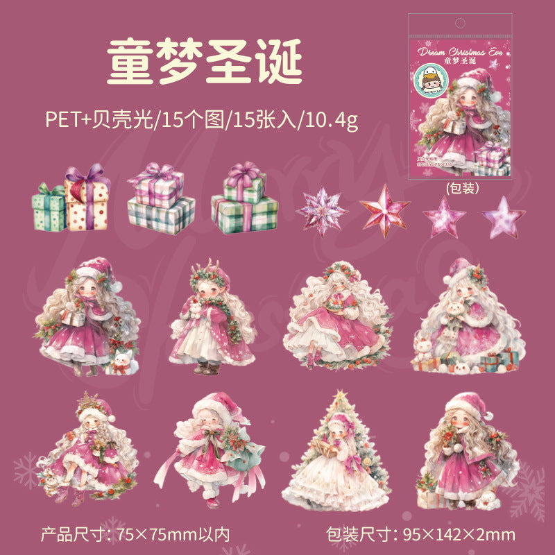 15 Pcs Christmas PET Stickers MHSD